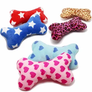 Image of Wholesale Cheap Colorful Squeaky Cute Plush Pet Bone Dog Toys