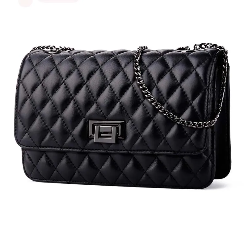 

2019 Hot selling black rhomboid bag PU leather shoulder bag women, Customized