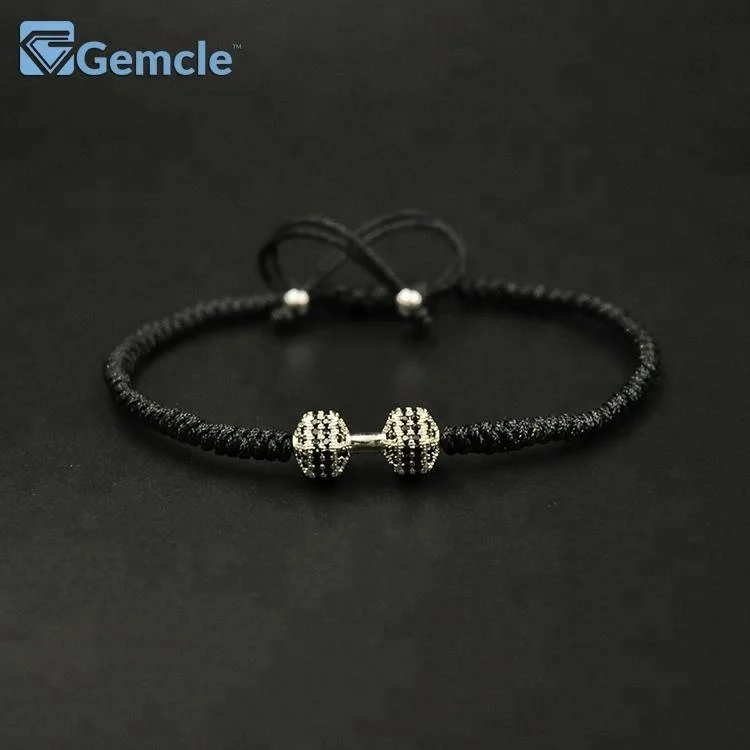 

GC-BC0042 Men Fashion Gym Crossfit Dumbbell Adjustable Woven Bracelet, Gunblack;rose gold;silver;gold;or customized