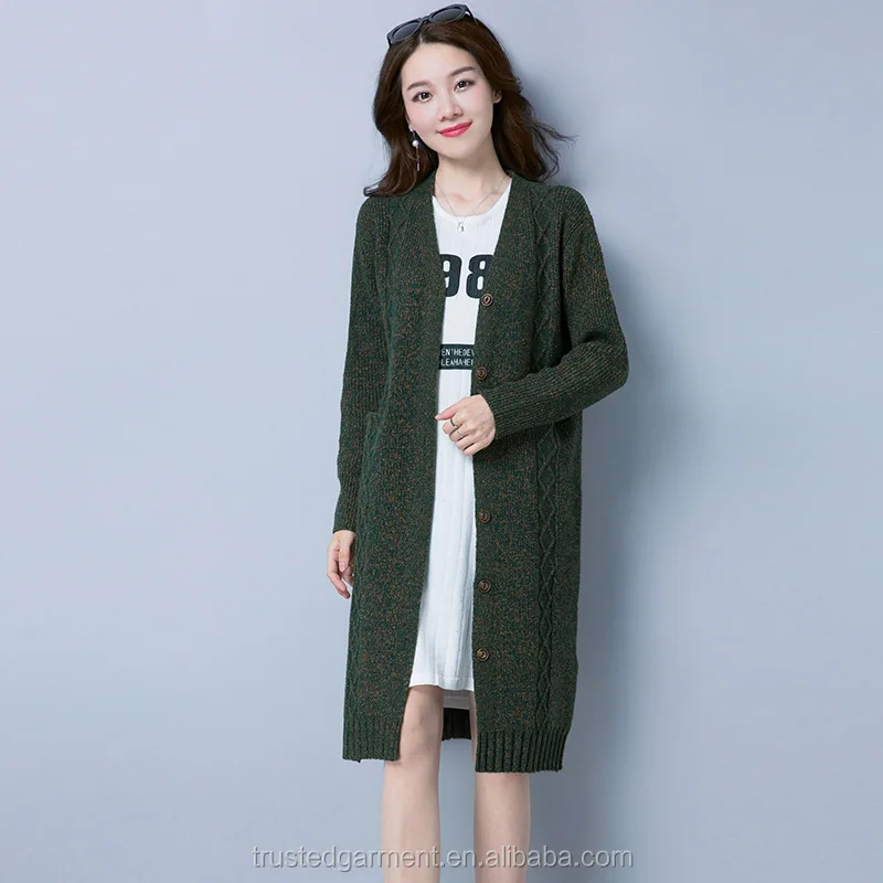 
Winter women long chunky sweaters wool cardigan 