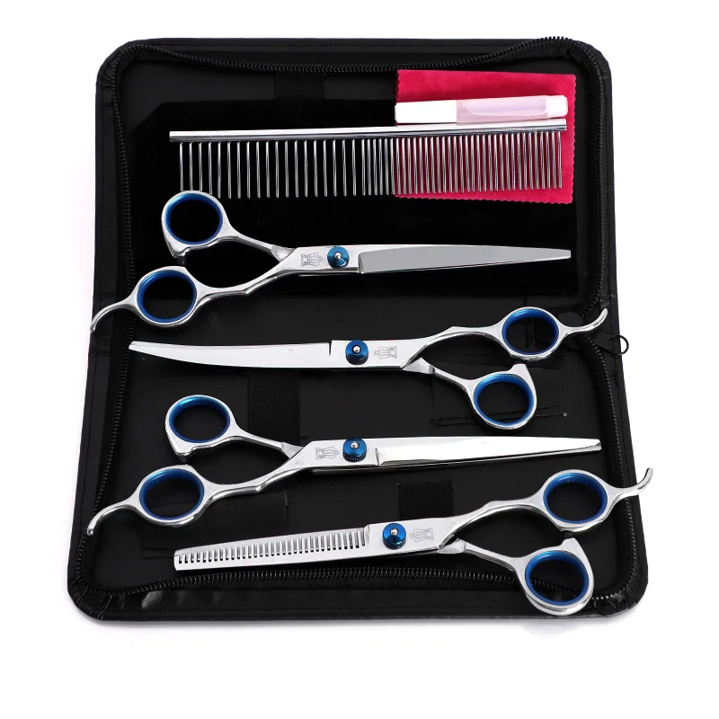 

Professional Stainless Steel Dog Grooming Scissors Set Pet Hair Scissor Straight Thinning Grooming Trimmer Kit