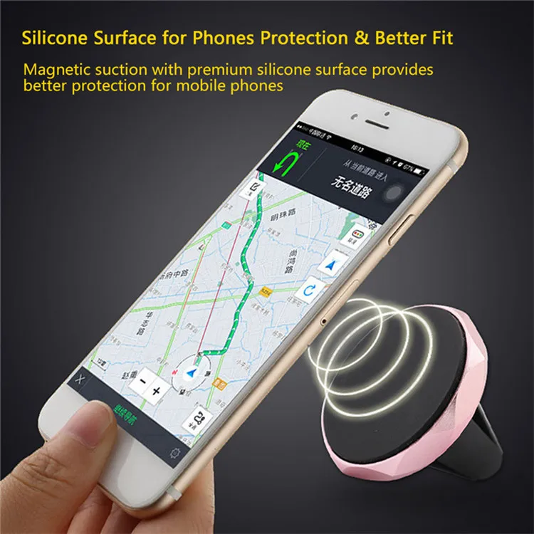 Mobile phone accessories custom logo metal phone air vent mount magnetic car phone holder