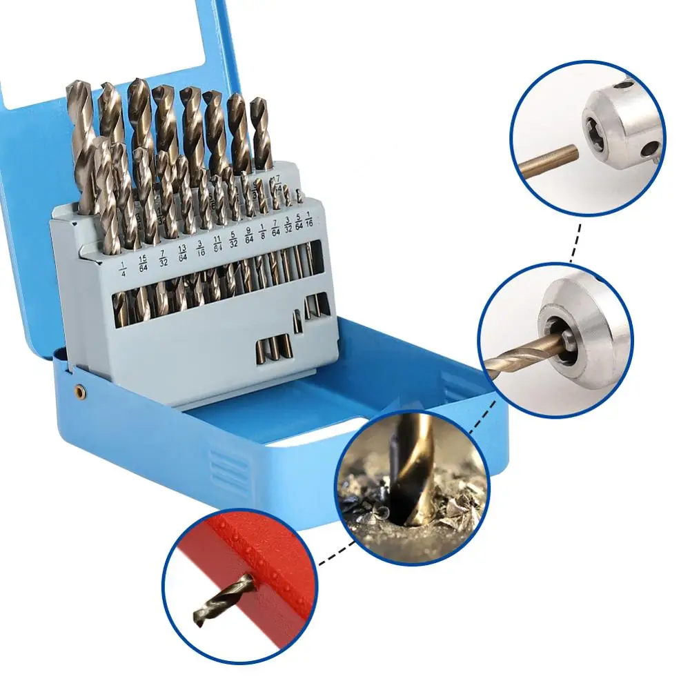 
TG Tools 21pcs Twist Drill Bits With Metal Case Cobalt Drill Bit 