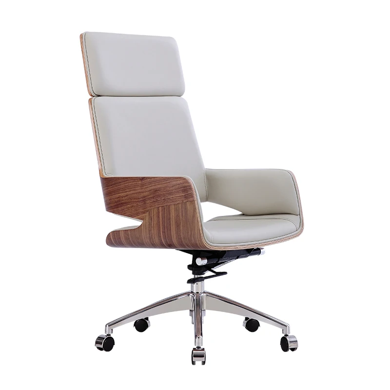 Venta al por mayor los brazos de cuero de madera silla de oficina