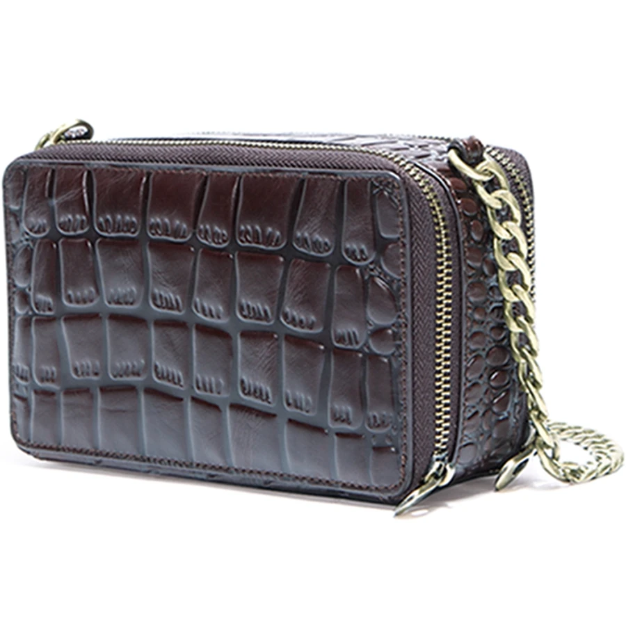 

Contact's Wholesale Leisure Soft Shoulder Strap Genuine Leather Women Chain Crossbody Bag For Cell Phone Cosmetic Wallet, Sliver, brown, black or customized