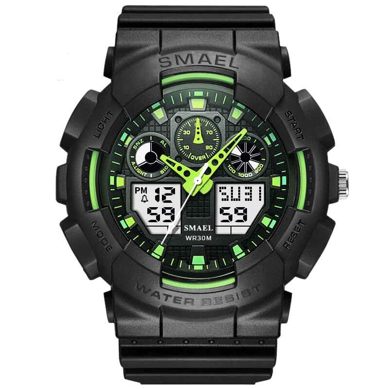 

fashion SMAEL 1027 luminous outdoor sports watch for teenagers, Green/blue/gray