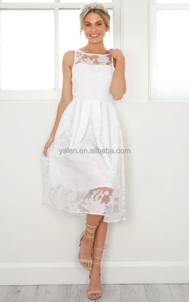 Mad Trendy Style Sexy Sleeveless White Lace Trim Tea Party Dresses