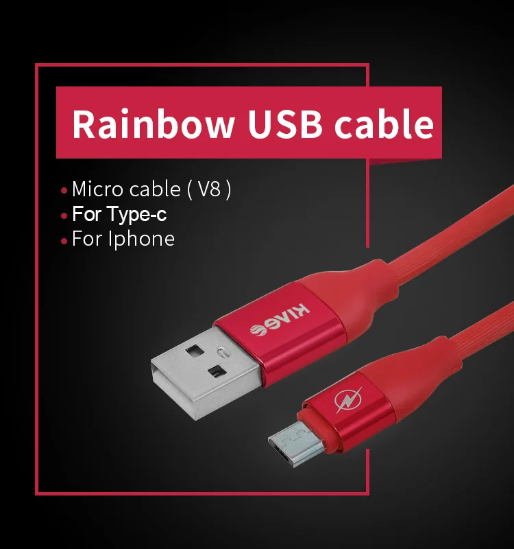 Wholesale Rainbow Colorful 1m Micro Usb Cell Phone Charger Data Cable For Android Phone