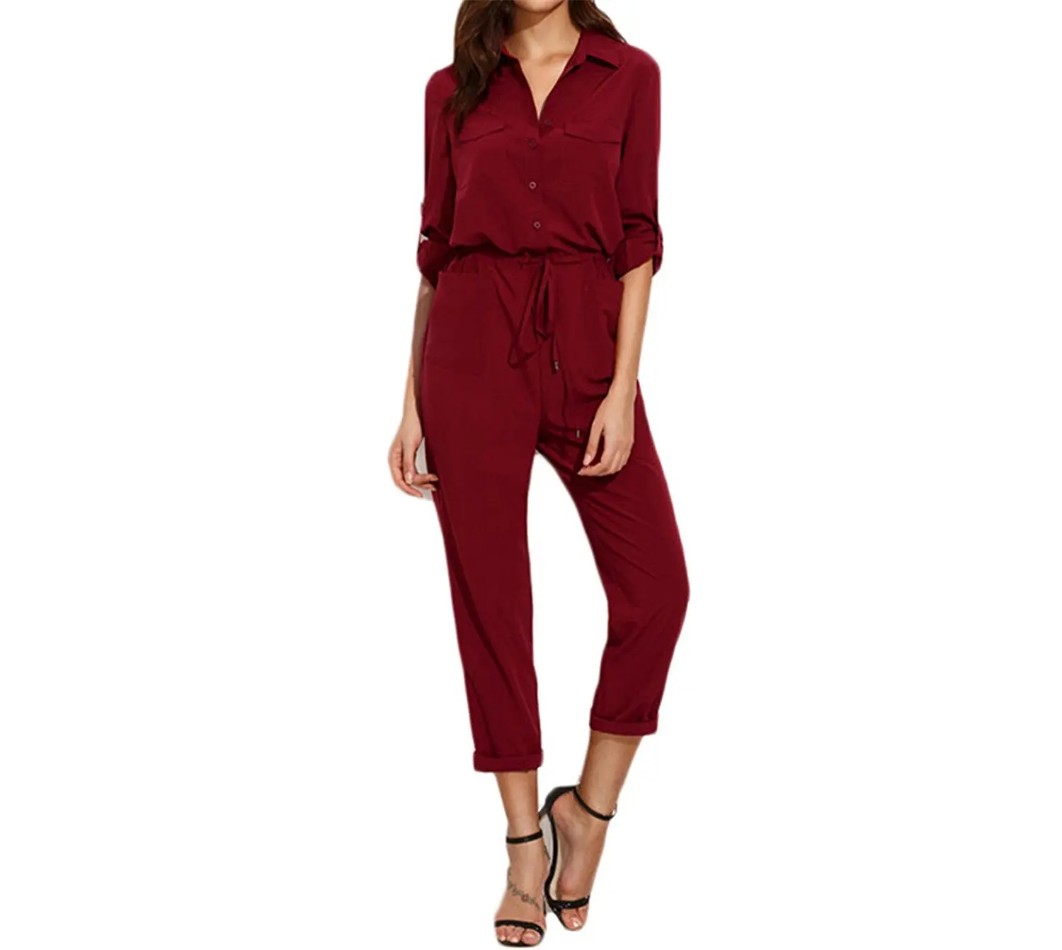 Forever Womens Plain Tie Back Sleeveless Puffball Jumpsuit