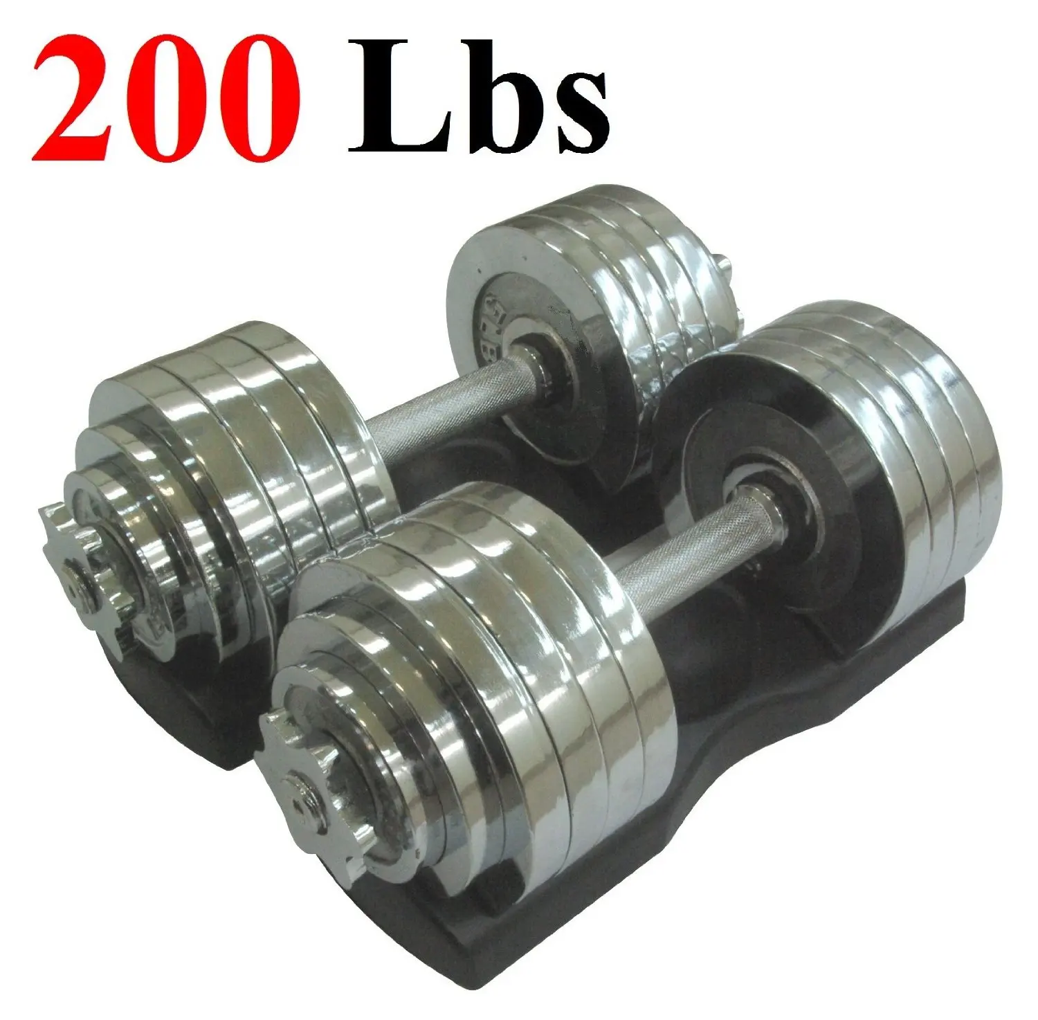 One Pair of Adjustable Dumbbells Chrome Plated Metal Total 200 Lbs (2 X 100...