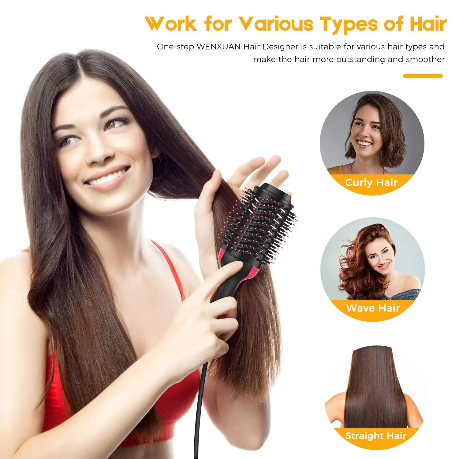 Popular One Step Hair Dryer Brush Rotating Hair Brush Roller Rotate Styler Comb Styling Straightening Curling Iron