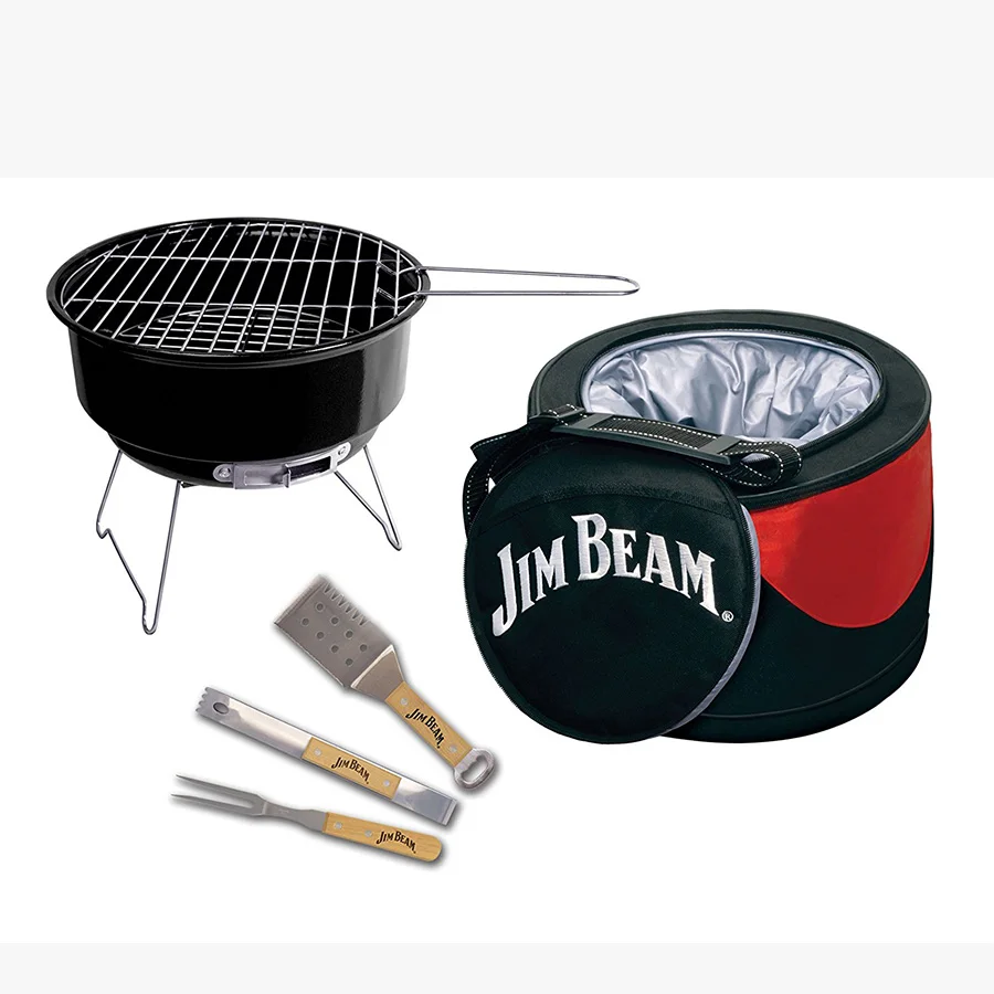 

Outdoor Portable Charcoal BBQ Grill Barbecue BBQ Grill with cooler Bag, Sliver