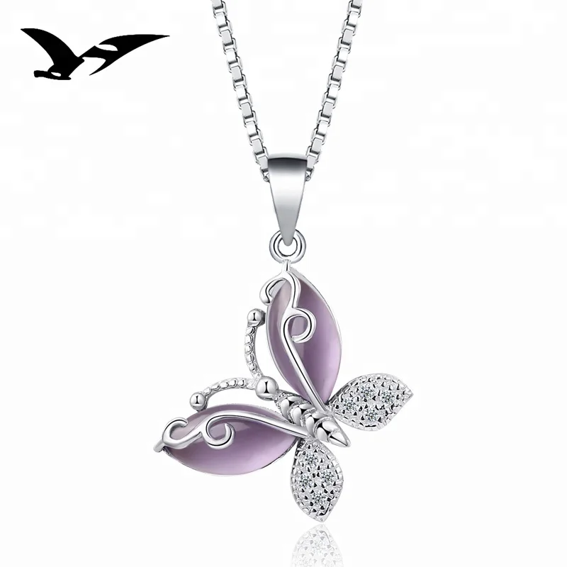 

purple gemstone jewelry with sterling silver butterfly pendant