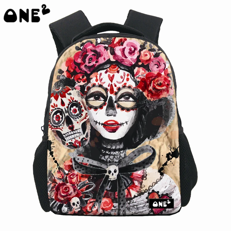 

ONE2 Design skull flowers girls special children kids school students bag backpack, Customized