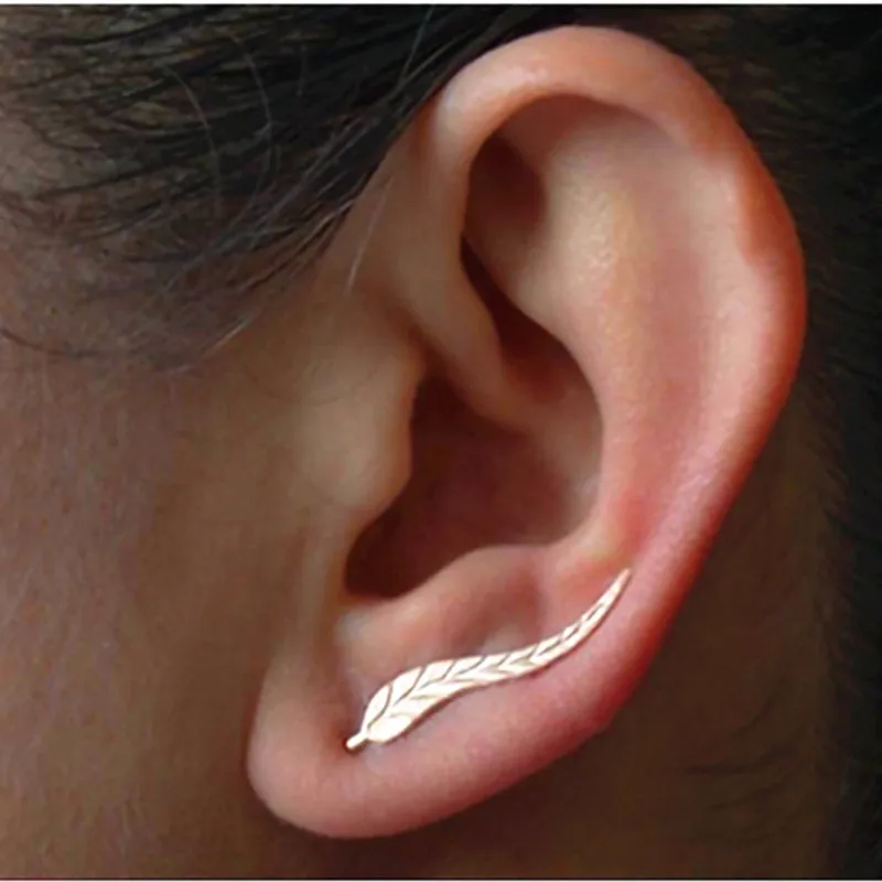 

E02 New Fashion Jewelry Leaf Stud Earrings For Women