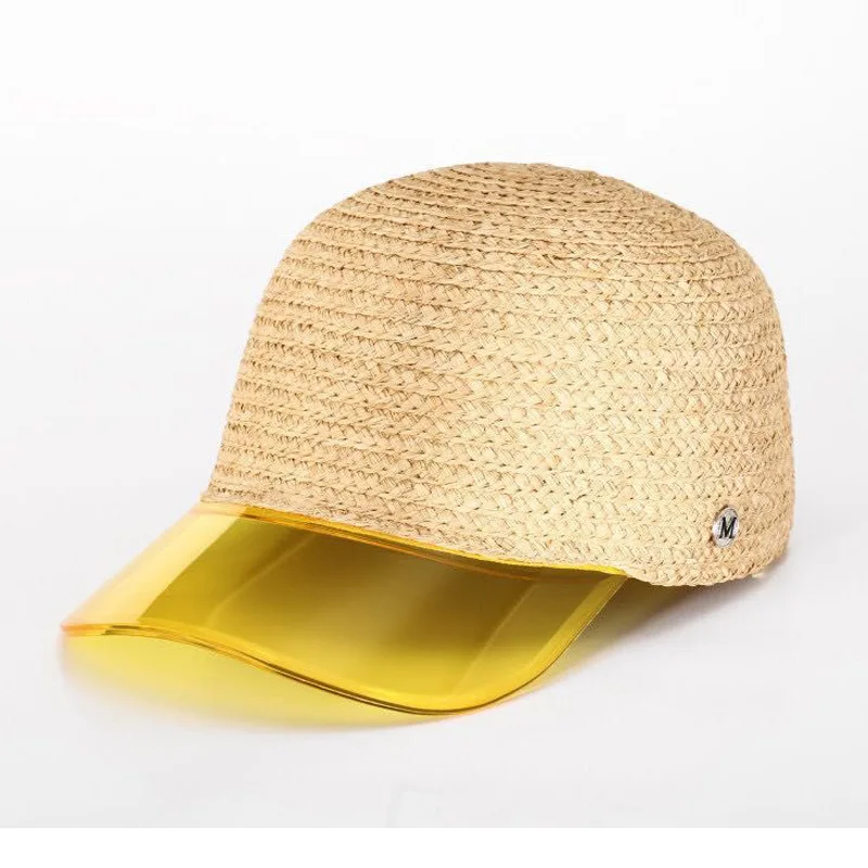 2019 new style braid straw baseball shape caps summer hats caps hats with plastic brim