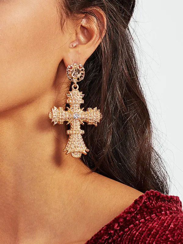 Big Cross Dangle Drop Earrings 