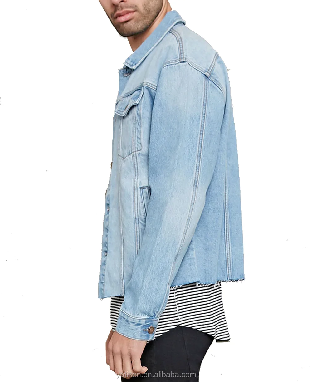 new Long Sleeve Metal Button Plain Unisex cotton Denim Jacket for men