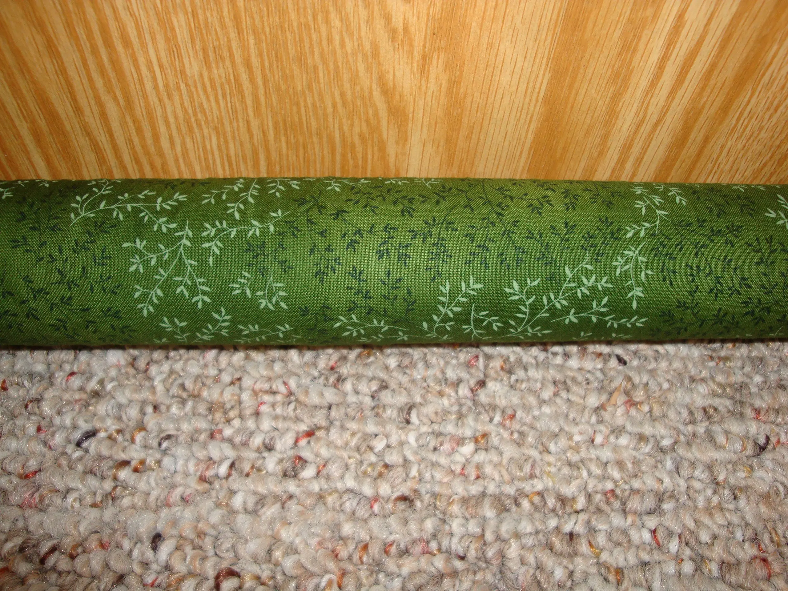 Draft Stopper, Filled with Fragrant Balsam, Large Diameter 3" (Platinum Plus) - Forest Green Leaves