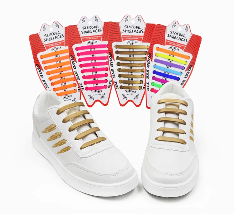 

Hot Selling No Tie Shoelaces Elastic Silicone Shoe Laces For Running Jogging Canvas Sneakers, 12 kindy colors