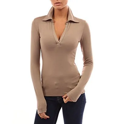 womens tan polo shirt