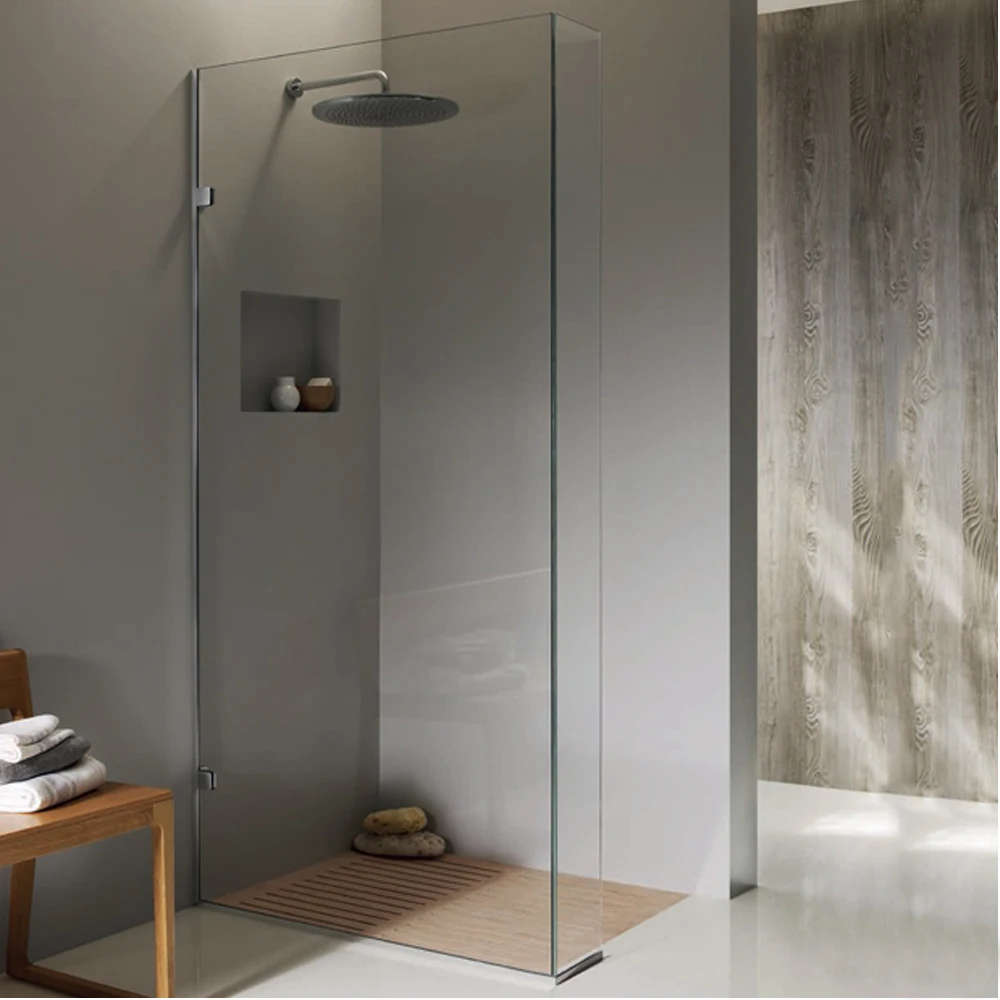 hangzhou factory walk in shower door matt black shower screen with black pattern glass