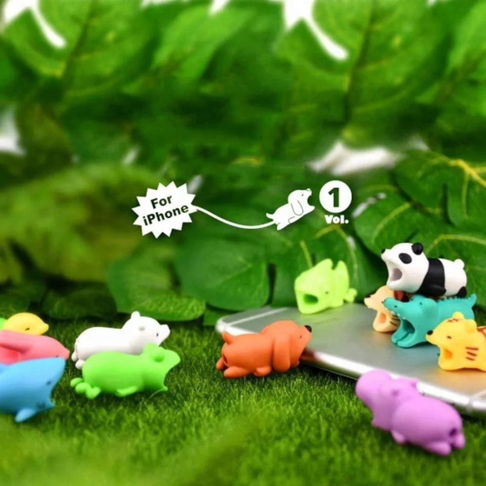 
custom pvc protector charger cute animal cable bite for phone 