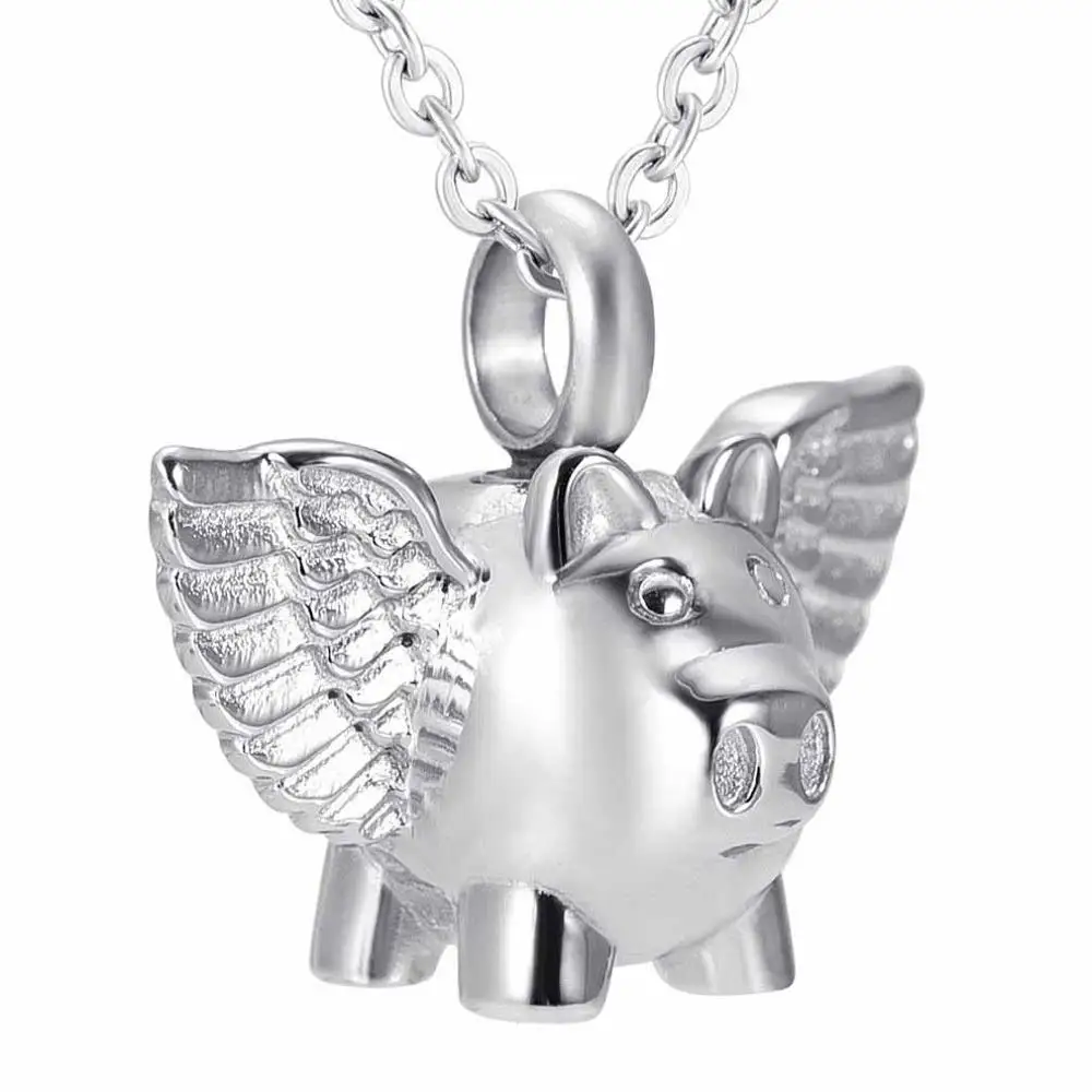 

Cute Flying Pig Memorial Cremation Memorial Ashes Urn Pendant Necklace Pet Keepsake Jewelry For Ashes Stainless Steel Keepsake