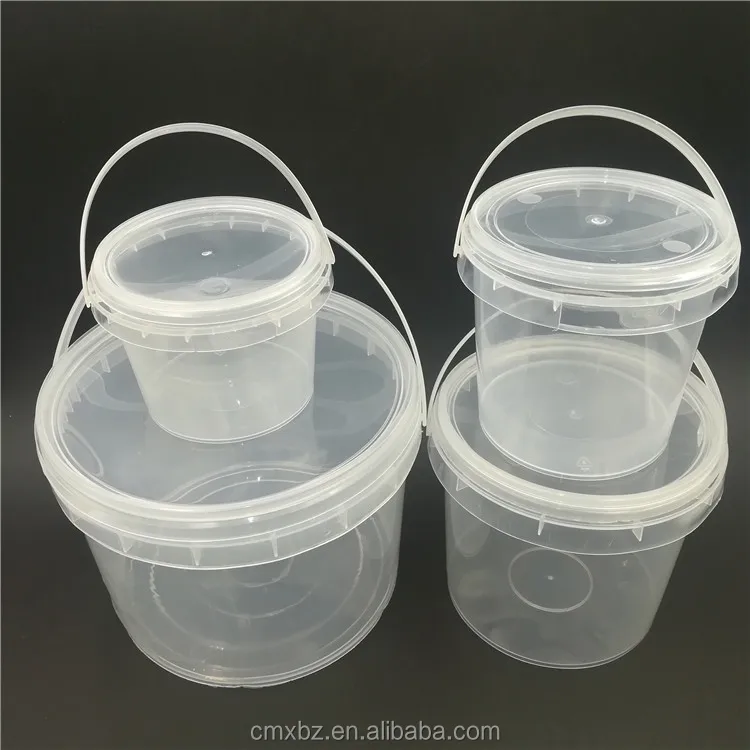 Pp Handle Well Sealing Various Sizes 4l Clear Plastic Buckets With Lids