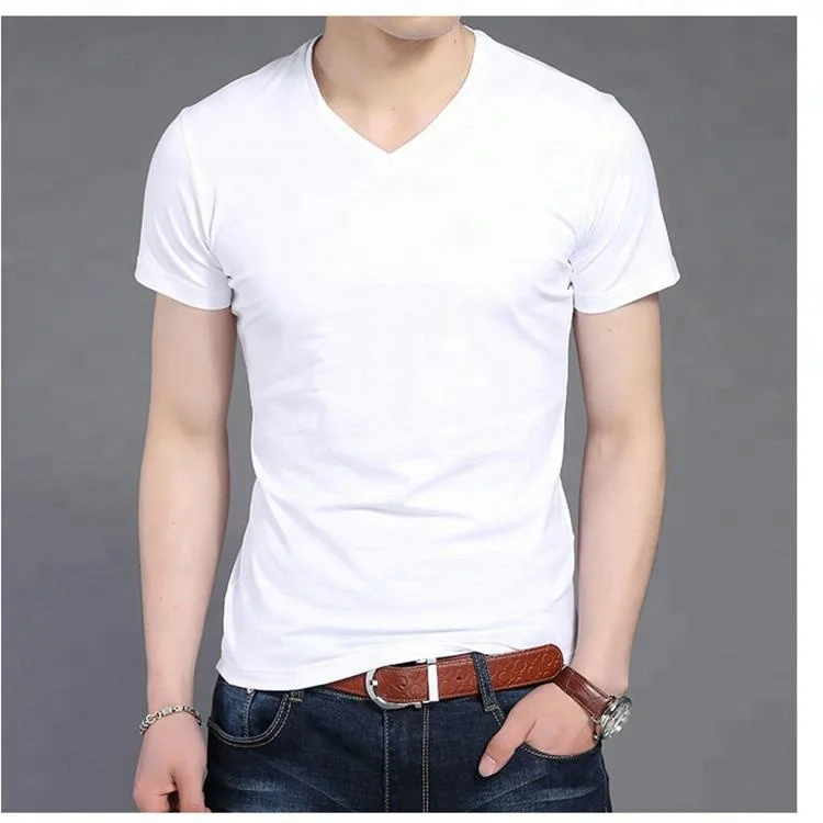 

Men's Short-Sleeve V-Neck Cotton T-Shirt, As shown