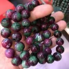 14mm round natural ruby zoisite elastic stretch gemstone bracelets