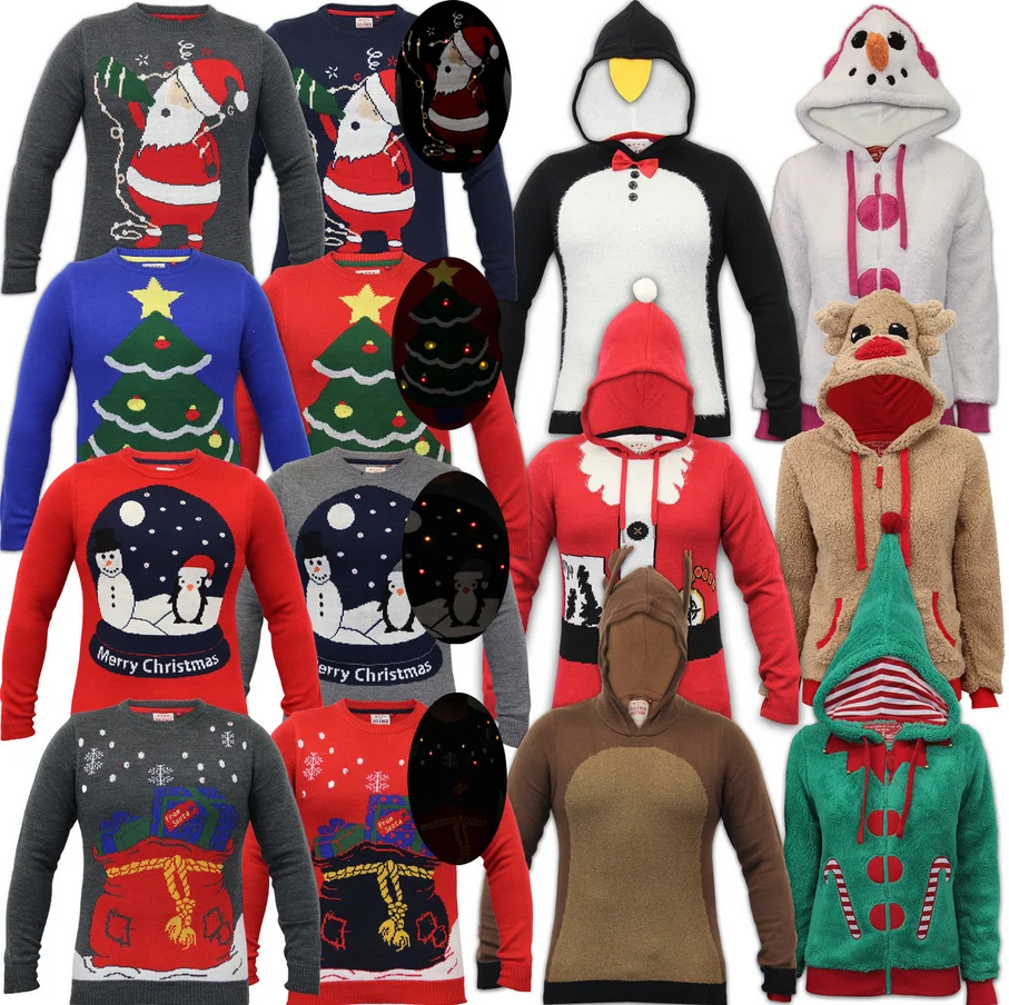 Wholesale Christmas Jumpers Xmas Novelty Santa Hood Borg Kerst sweater dames kopen? Womens christmas sweaters bij