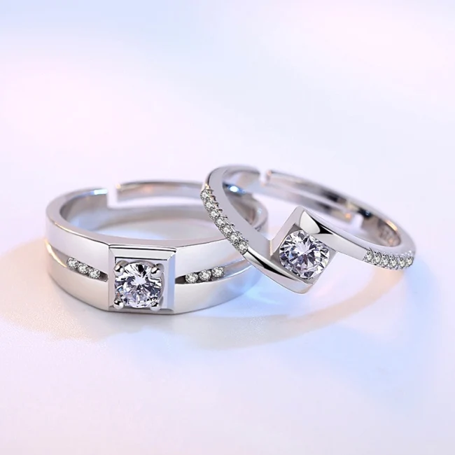 Korean Unique Design Fashion Adjustable Wedding Ring Couple Jewelry ...