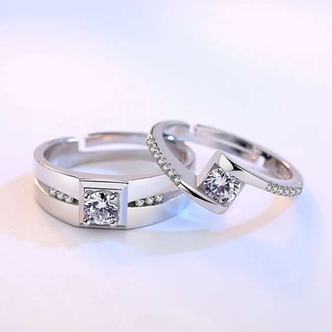 Korean Unique Design Fashion Adjustable Wedding Ring Couple Jewelry