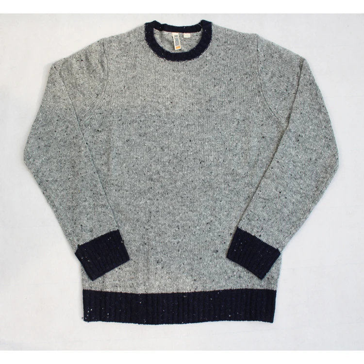 

Fashion Crewneck Long Sleeve Two Tone Wool Sweaters, Customized