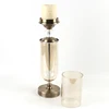 No3714 modern simple clear crystal glass decorative bronze metal candle holder for home decorations