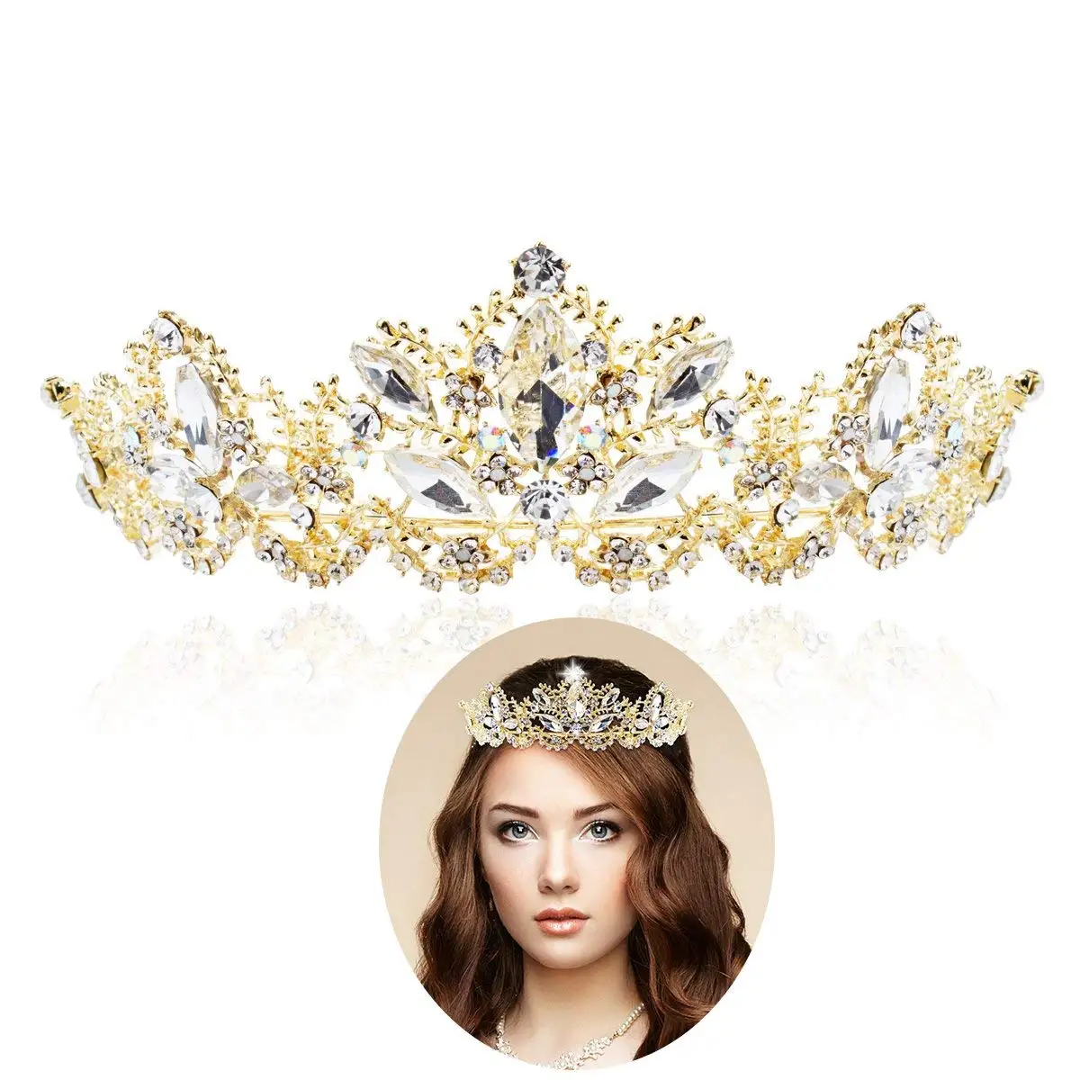 Buy Cocider Crystal Bridal Crowns Tiaras Prom Queen Rhinestone Pageant ...