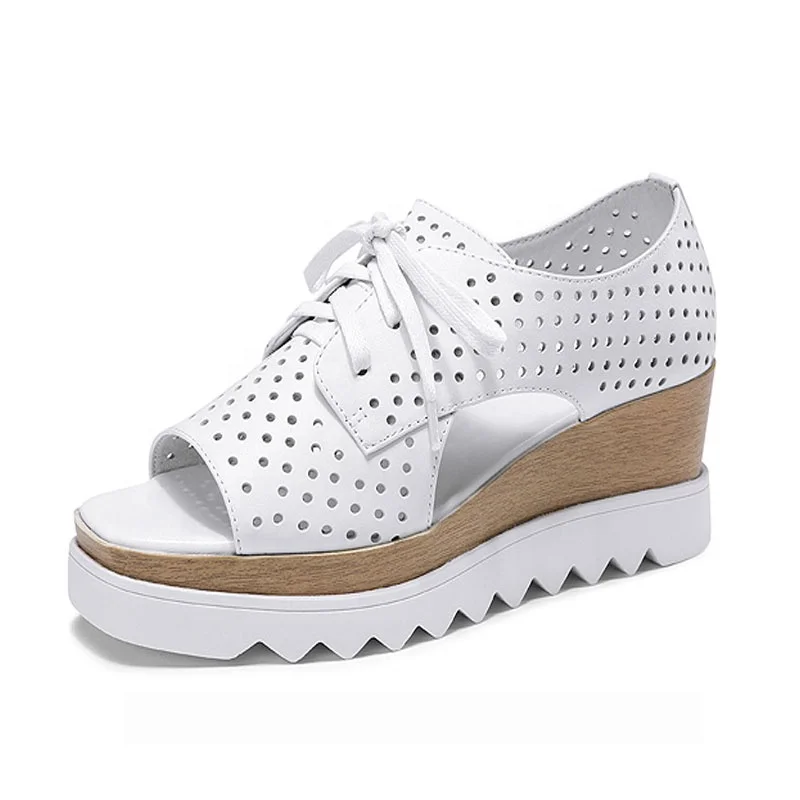 

Wholesale summer design women fashion wedge sneaker, Black,white