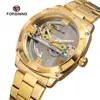 FORSINING 2019 New Design 33 color Stainless Steel Automatic Watch Gold Color Brand Clock Wristwatches Mechanical Mens Watch