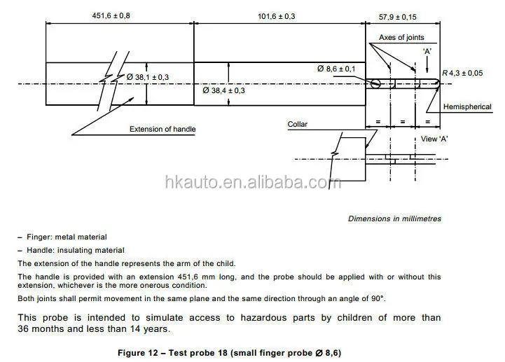IEC61032 figure 12-test probe 18