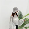 Summer New Soft Foldable Visor Straw Hat Women Fashion Knitted Bucket Hat 2019