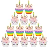 Unicorn Rainbow Cake Topper with Eyelashes Cupcake Toppers Wrappers Set Unicorn Party Decorations Kit for Girls