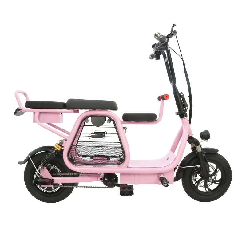 12 inch 11ah battery 2 wheels folding electric bike double disc brakes can bring pets 3 seater electric bicycle 400w 48v
