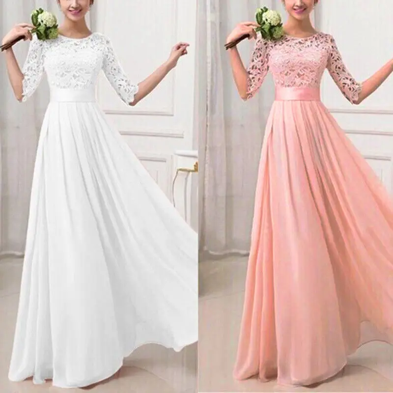 

Women Lace Evening Formal Cocktail Party Gown Prom Bridesmaid Tunic Maxi Dress