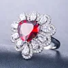 CAOSHI High Quality Ring Heart Shaped Flower Zircon 925 Silver Ring Fashion Women Party Rings Big