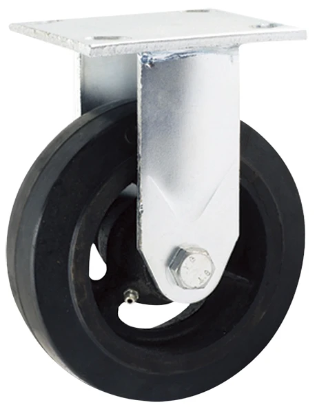 6" Roller Bearing Top Plate Stem Heavy Loading Trolley Industrial Swivel Cast Iron Black Rubber Castor Wheels
