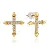 New Fashion 18mm Cross Iced Out Stud Earring Pave Full CZ Women Men's Earring,gold dangle earrings