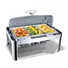 9L Square Stainless Steel Hotel Food Warner Display Buffet Roll Top Chafing Dish