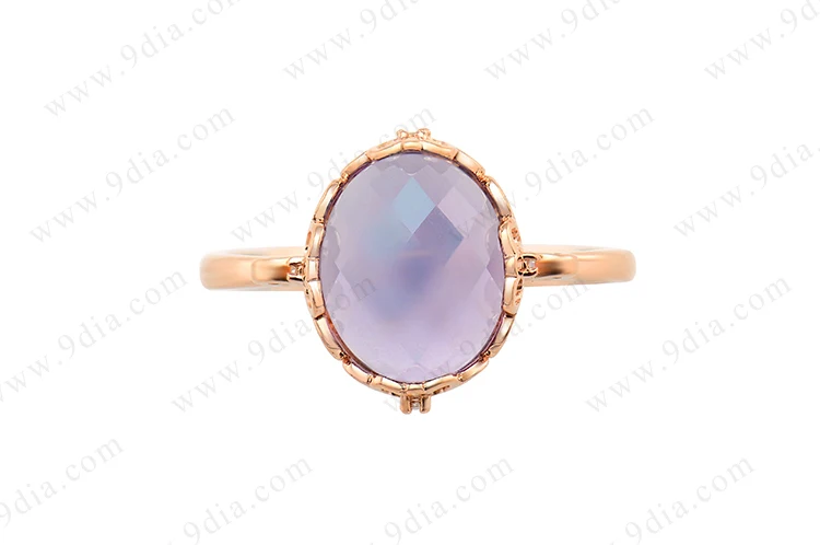 New Product Natural Amethyst 14K Light Weight Solid Rose Gold Ring