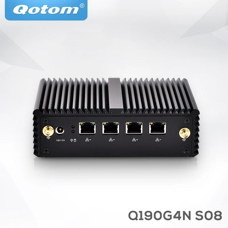 QOTOM Barebone Mini PC Q190G4N Gateway Firewall Router for pfSense Intel Celeron J1900, 4 Gigabit NICs